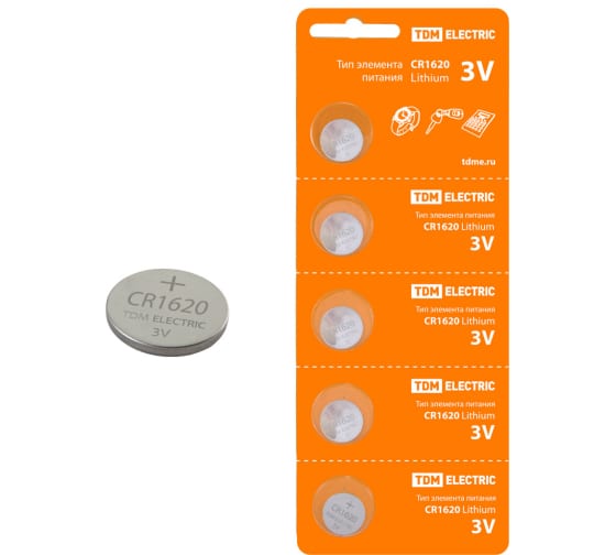 Элемент питания CR1620 Lithium 3V BP-5 TDM
