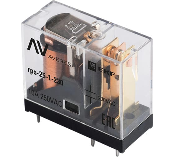 Реле промежуточное РП slim 25/1 10A 230В AC EKF AVERES