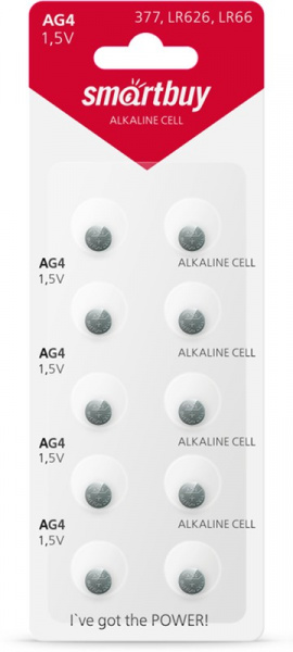 Батарейка Smartbuy AG4-10В (377) LR626, LR66 (SBBB-AG4-10B)