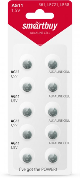 Батарейка Smartbuy AG11-10B (361) LR721 LR58