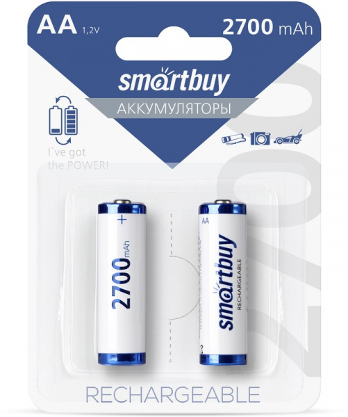 Аккумуляторная батарея Smartbuy HR06-2BL (АА) 2700 mAh NiMh (24/240)