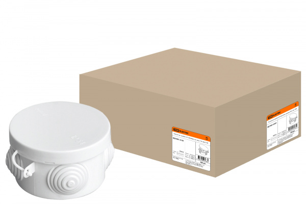 Коробка распаячная ОП D65х40мм, крышка, IP54, 4вх. TDM (120шт)
